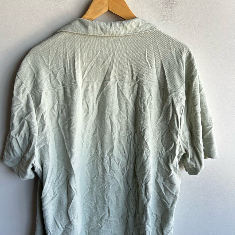 Madewell Button Down Shirt Mens Size L Green Textured Easy Short Sleeve